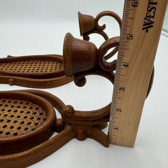 Homco Faux Rattan Wicker Teardrop Wall Sconce Candle Holders  Boho Bohemian MCM - Picture 12 of 16